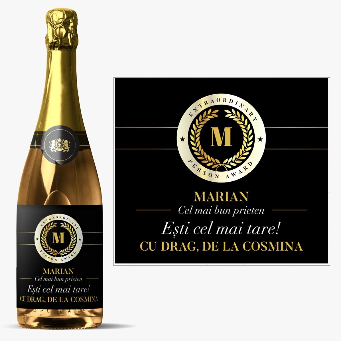 Vin spumant personalizat cu text - Premiu