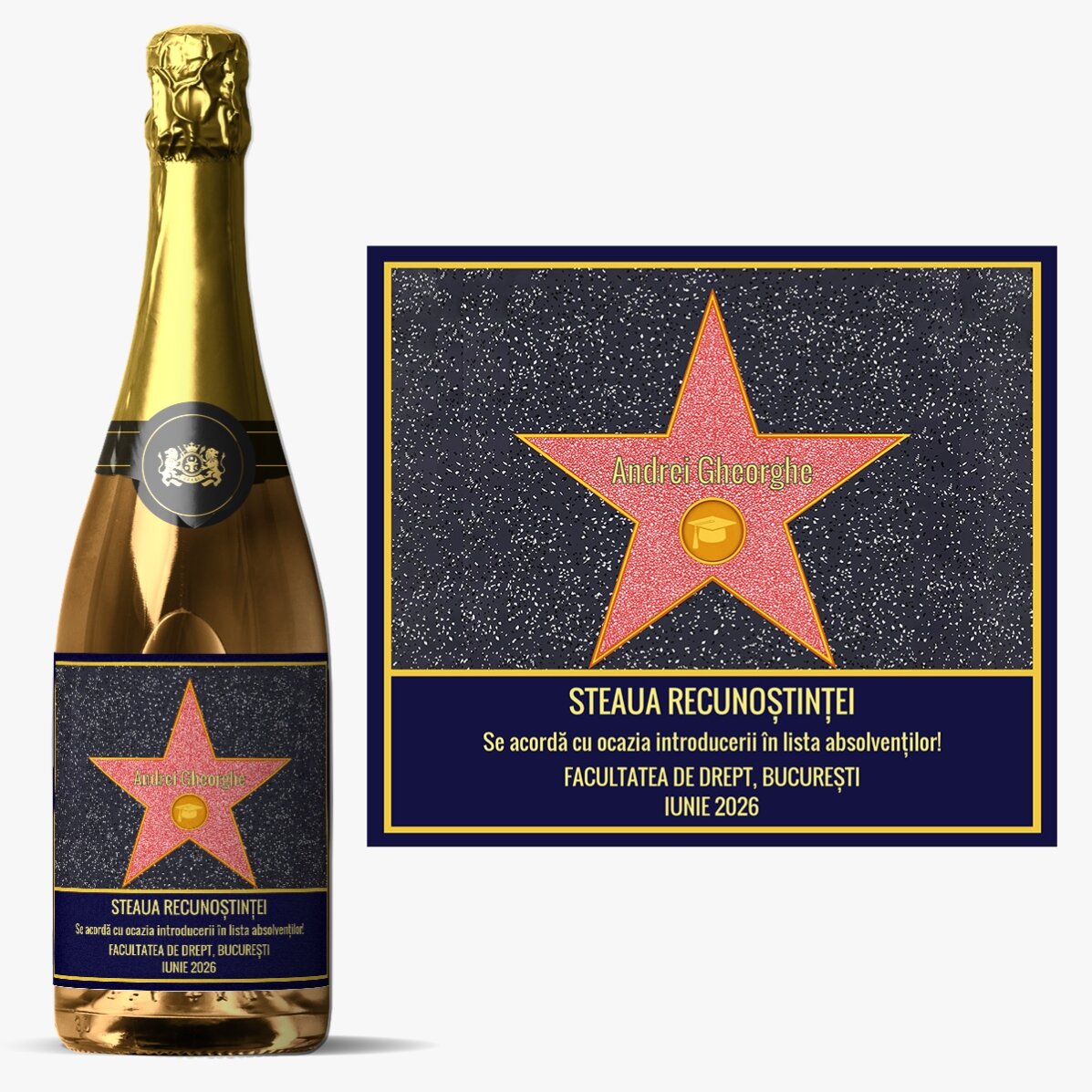Personalised sparkling wine with text – Star of Gratitude